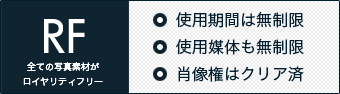 ロイヤリティフリー。使用期限は無制限。使用媒体も無制限。肖像権はクリア済。